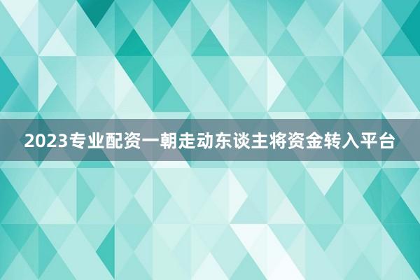 2023专业配资一朝走动东谈主将资金转入平台