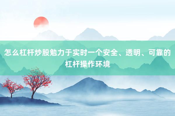 怎么杠杆炒股勉力于实时一个安全、透明、可靠的杠杆操作环境