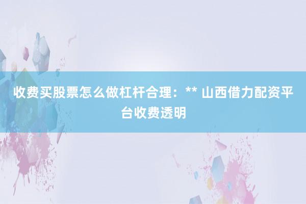 收费买股票怎么做杠杆合理：** 山西借力配资平台收费透明